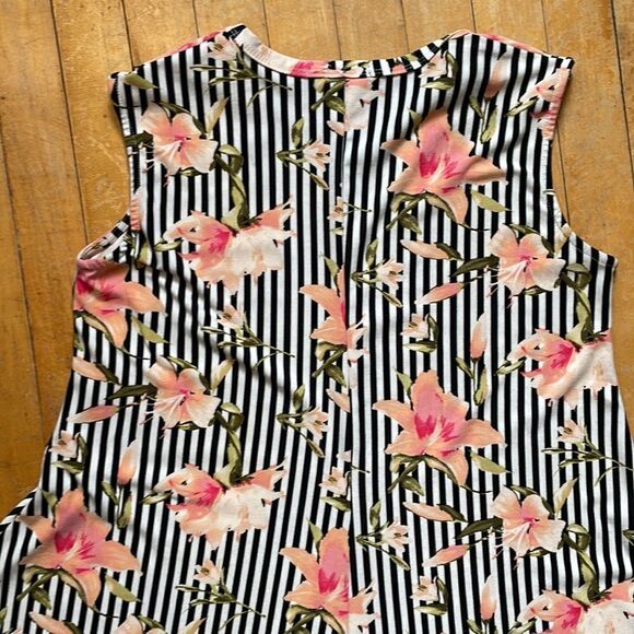 J for Justify Black White Striped Floral Mini Dress size M - Picture 8 of 11
